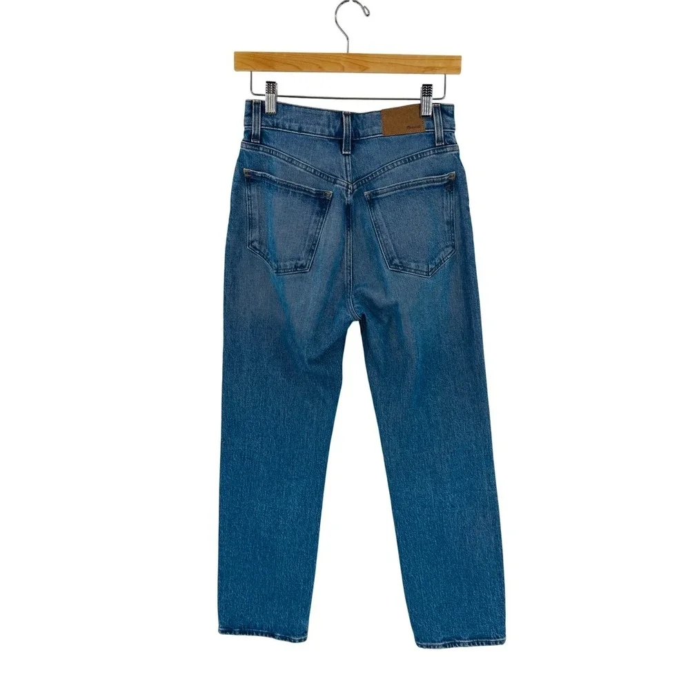 Madewell 90s Straight Crop Jeans High Rise Stretch Denim Blue Ankle‎ Size 24